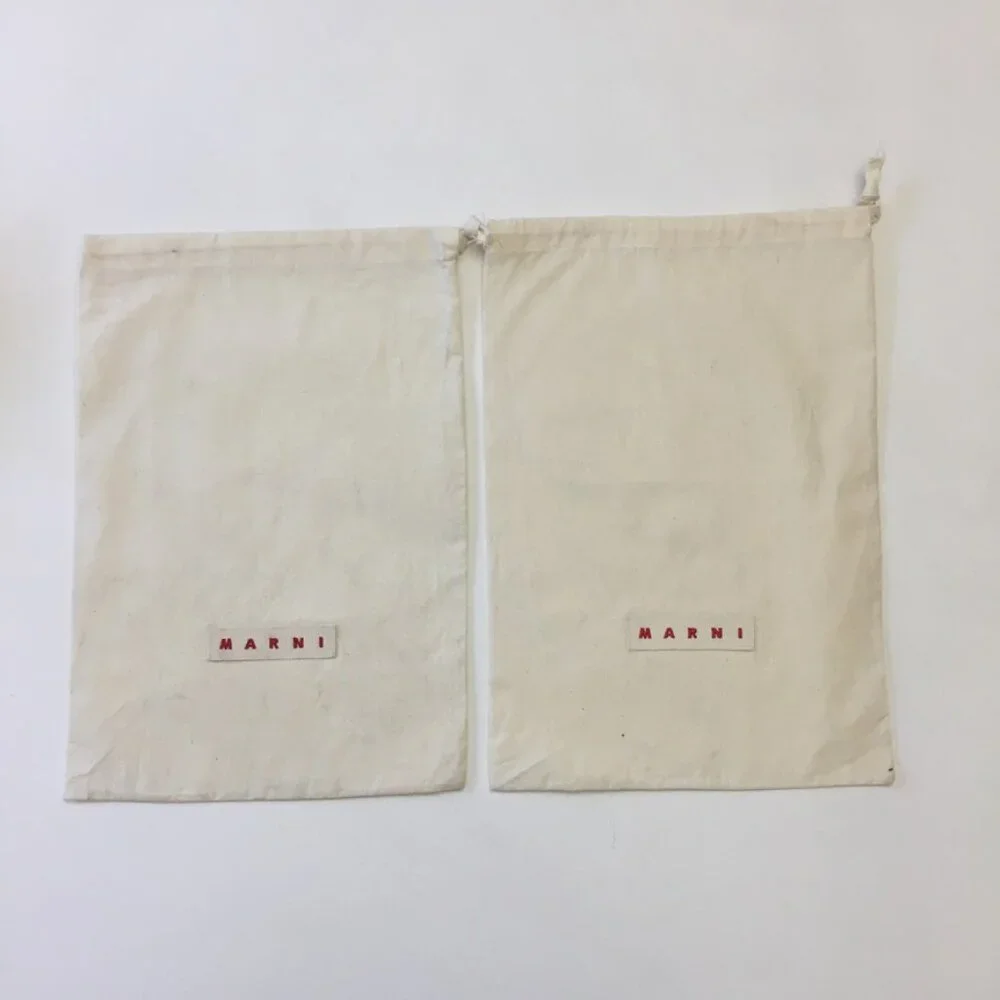 MARNI Dust Bag for Shoes A Pair Cotton Ivory Drawstring